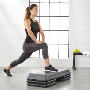 Amazon Basics Aerobic Exercise Workout Step Platform with Adjustable Risers - 42.5 x 16 x 4 Inches, Black