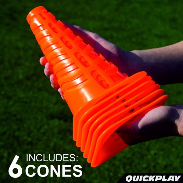 QUICKPLAY 9" Pop-Back Marker Cones (Set of 6) Collapsible Slotted Cones